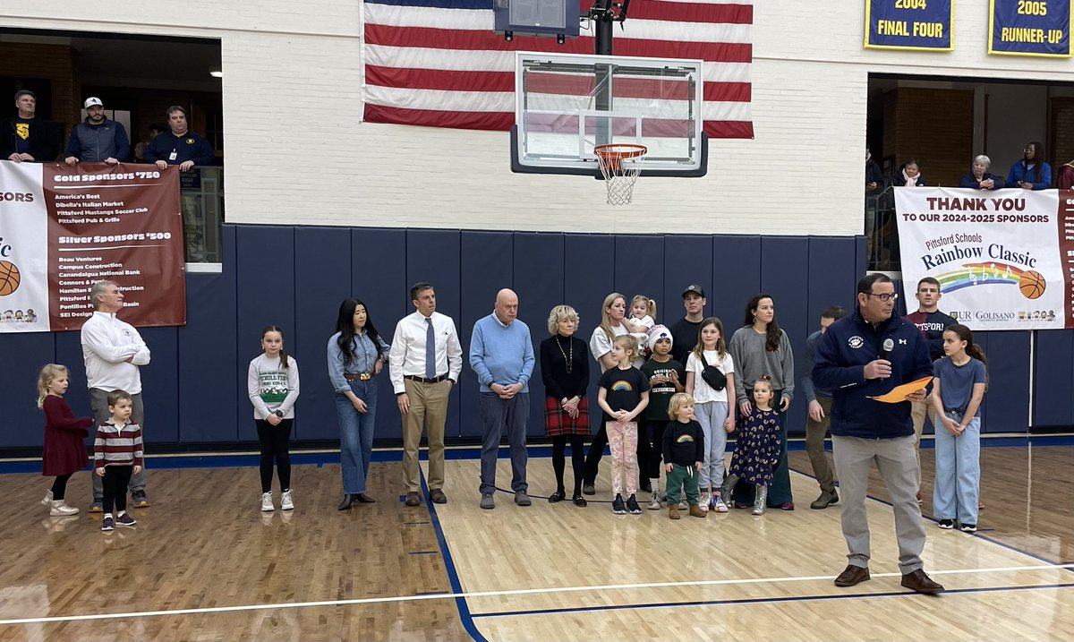 Rainbow Classic basketball games benefiting Golisano Children’s Hospital check presentation. Donations collected will go towards a mobile care unit. Pittsford has raised more than $600,000 for this great cause!@mendonbball <a href="/mendonGVBB/">Mendon Girls Varsity Basketball</a> <a href="/SutherlandBball/">Sutherland Girls Basketball</a> <a href="/SutherlandHoops/">Sutherland Hoops</a> <a href="/URMed_GCH/">Golisano Children's Hospital</a>