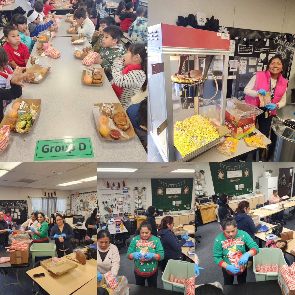 Perfect attendance winners enjoy some popcorn on the last day of school before winter break. Thank you to our amazing FACE and PALs for helping popping and packing bags for our Falcons.