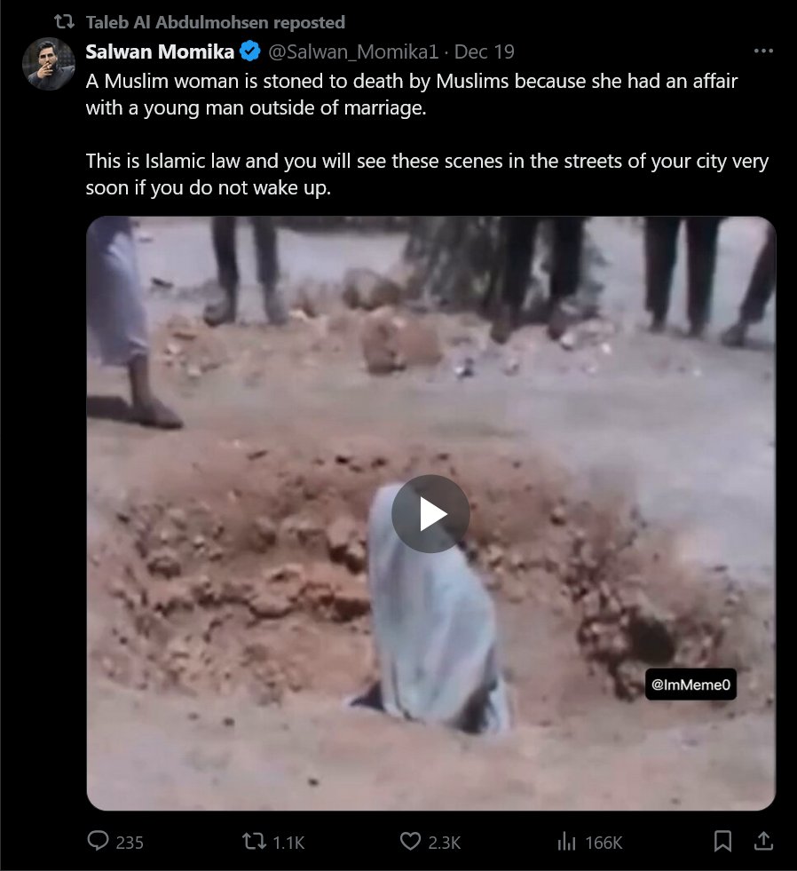 vpressfeldt's tweet photo. Koranbrännaren Salwan Momika sprider desinformation om att gärningsmannen är syrisk muslim. I själva verket förefaller det röra sig om en AfD-sympatisör med rötter i Saudiarabien som hatar muslimer och som nyligen spridit ingen mindre än Momikas inlägg. https://t.co/s0xxoVQ0Ws