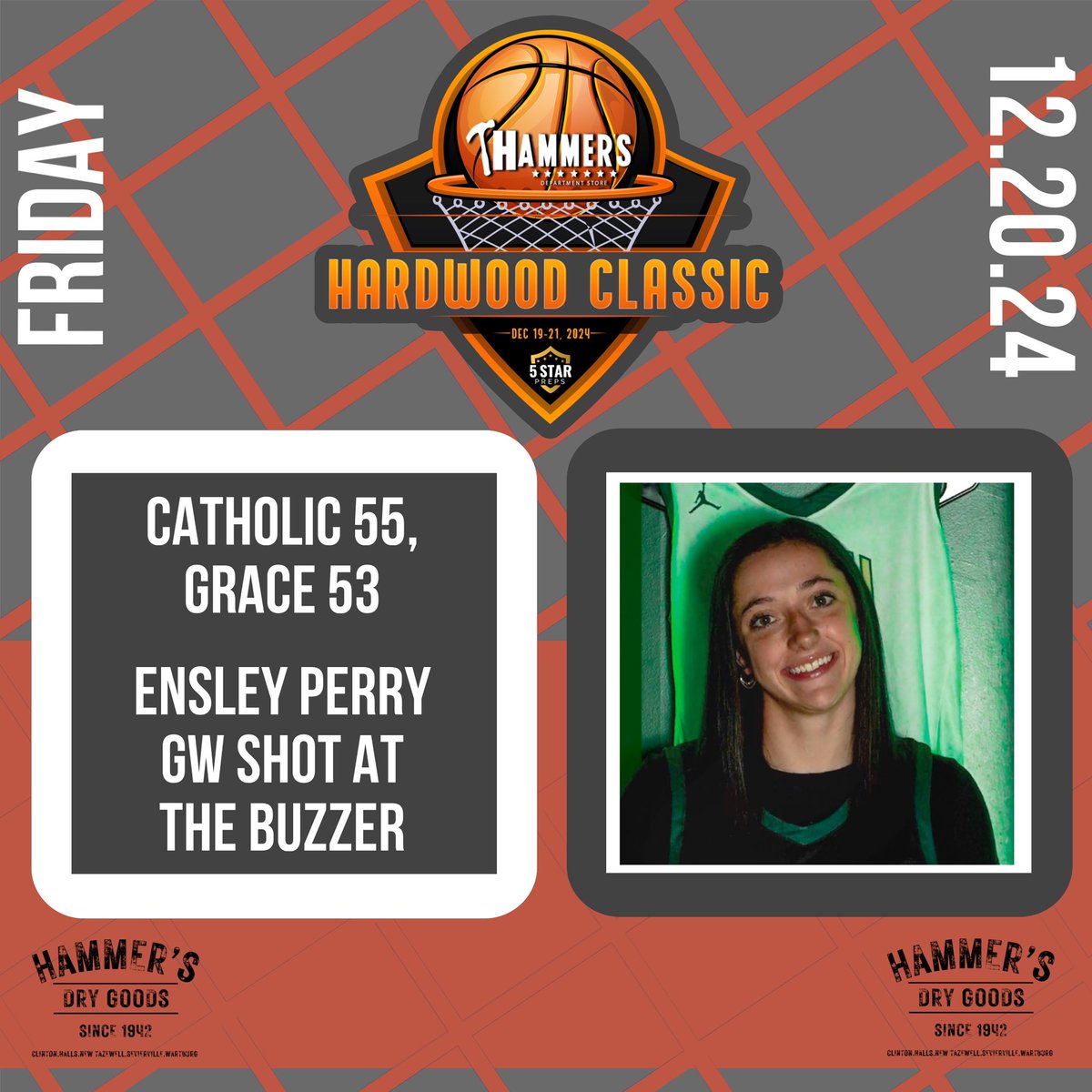 Ensley Perry scored the last 4 for the Lady Irish, including the game-winner. 

Catholic moves on to the championship.