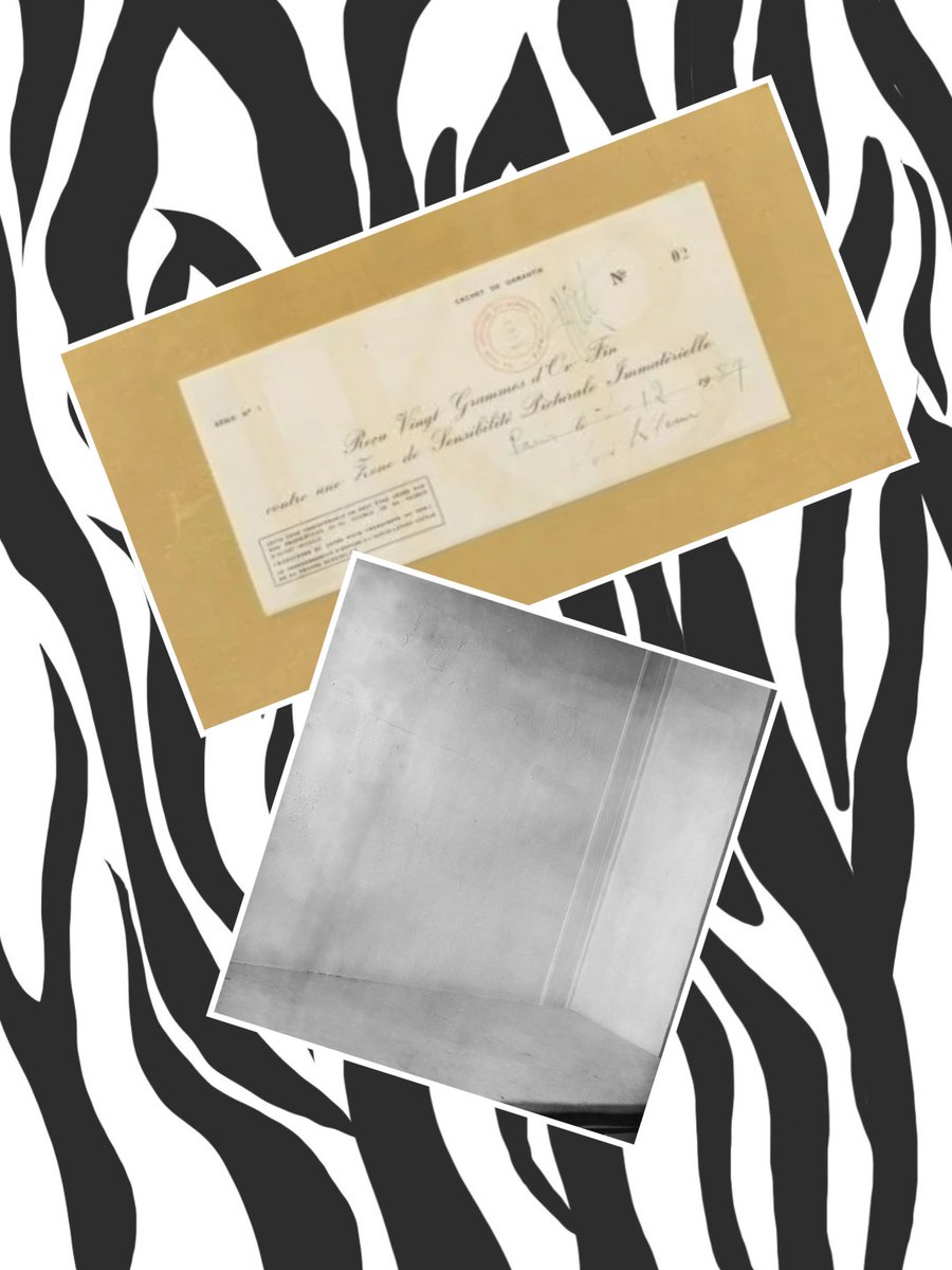 The receipt from the Sotheby's auction is Klein's imaginary space, named "Immaterial Painting Feeling Area", signed by Klein, dated December 7, 1959, and auctioned for 500,000 euros. This is the earliest receipt for "nothing", and the buyer once paid with gold.