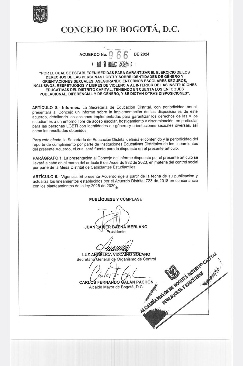 Jose Cuesta Novoa (@jcuestanovoa) on Twitter photo El alcalde <a href="/CarlosFGalan/">Carlos F. Galán</a> acaba de sancionar el acuerdo Sergio Urrego, de autoría intelectual de los cabildantes estudiantiles; y del cual fui vocero y autor ante el <a href="/ConcejoDeBogota/">Concejo de Bogotá</a> Un trabajo colectivo con los ponentes <a href="/QuenaRibadeneir/">Quena Ribadeneira- Concejala de Bogotá</a> y @JDOviedoA
Es un acuerdo de ciudad El alcalde <a href="/CarlosFGalan/">Carlos F. Galán</a> acaba de sancionar el acuerdo Sergio Urrego, de autoría intelectual de los cabildantes estudiantiles; y del cual fui vocero y autor ante el <a href="/ConcejoDeBogota/">Concejo de Bogotá</a> Un trabajo colectivo con los ponentes <a href="/QuenaRibadeneir/">Quena Ribadeneira- Concejala de Bogotá</a> y @JDOviedoA
Es un acuerdo de ciudad
