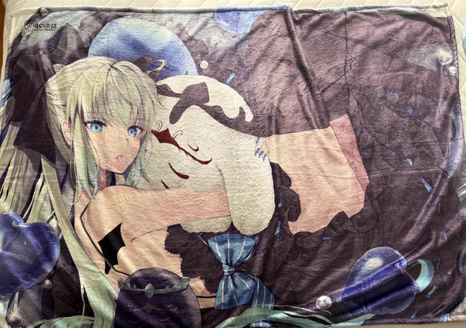 ブランケットのサンプル届いたよ〜めちゃくちゃデカいしもっふもふ(*ฅ•̀ɷ•́ฅ*) 
