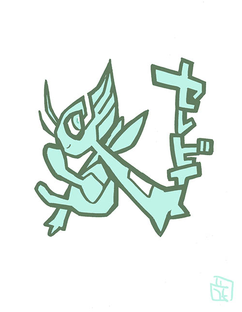 ポケモン「このタッチでモンスターイラスト。セレビィ。#ポケモン #このタッチ#ファンアート」|花小金井正幸＠喫茶宝石箱での個展。2023年開催予定のイラスト