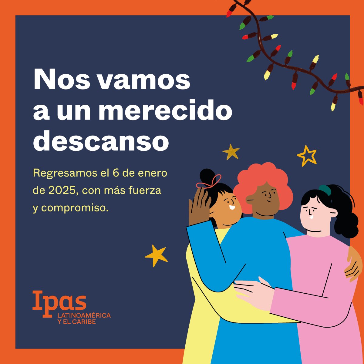 💜 Nos tomamos un período de descanso y desconexión, pero regresamos el 6 de enero de 2025 con más fuerza y ​​compromiso.

Si necesitas apoyo, consulta👉 ipaslac.org/innovacion-tec…

Gracias por acompañarnos en este camino. ¡Nos vemos en 2025 para seguir transformando el mundo! ✨