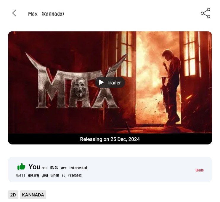 Darlingkichcha's tweet photo. MAX MOVIE CROSSED 53K INTERESTS ON BMS🔥🔥🔥 

#MaxTheMovie #MaxMovieOnDec25 #MaxMovement #KicchaSudeep #KicchaBoss #BossOfSandalwood https://t.co/PGacelglK5