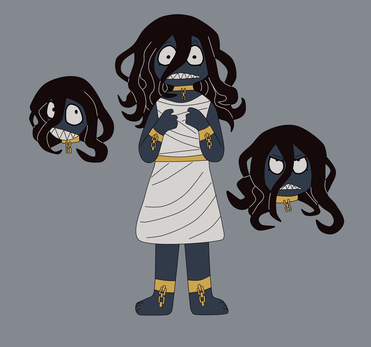 This creature is a guardian of Chain Chomps.  She is associated with death, mummification, but also protection.  She usually resides in The Underwhere, but occasionally can be found in Dry Dry Desert.  One may be lucky enough to be given water by her if lost in the desert 
#Mario