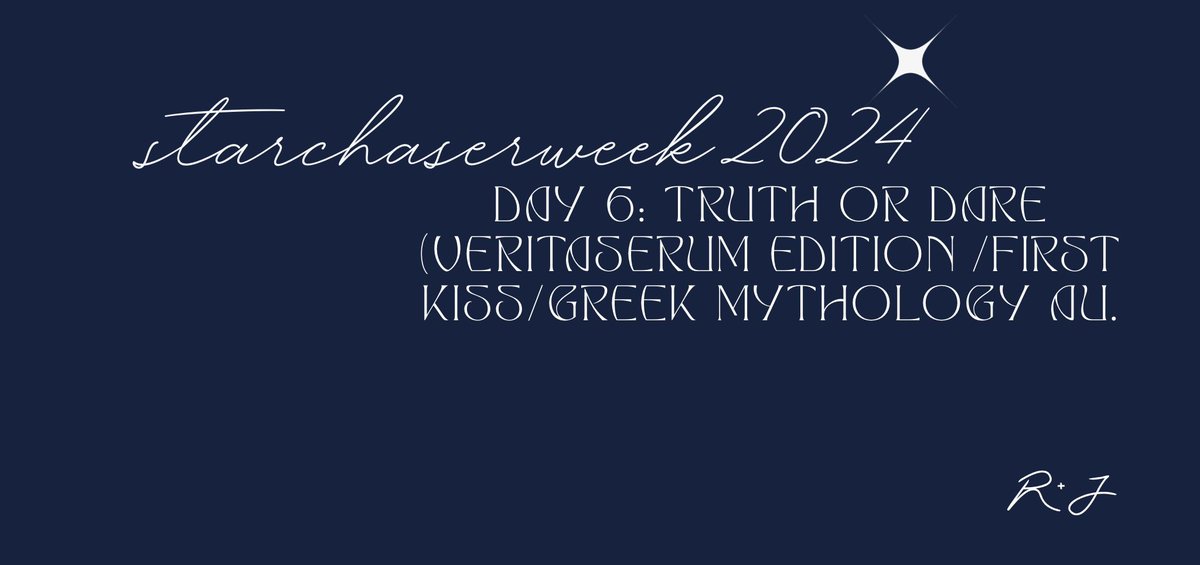 starchaserweek's tweet photo. 𖤓 Starchaser week, DAY 6:

— truth or dare (veritaserum edition)/first kiss/greek mythology au. NSFW: age difference/daddy kink/lingerie &amp; stockings. ✧ https://t.co/LgxYS5Hwra