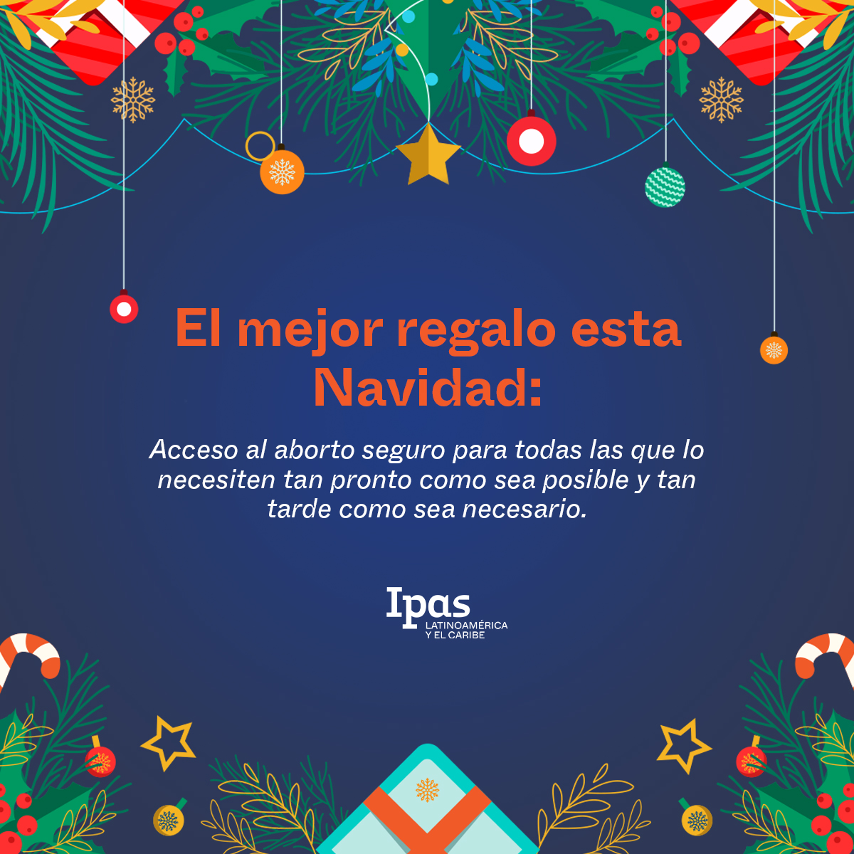 ¡Deseamos que esta #Navidad esté llena de luz que nos ilumine el camino hacia la justicia reproductiva! 🎄✨ Para que cada mujer, niña y adolescente pueda ejercer sus #derechos con libertad y dignidad. 

¡Feliz Navidad!