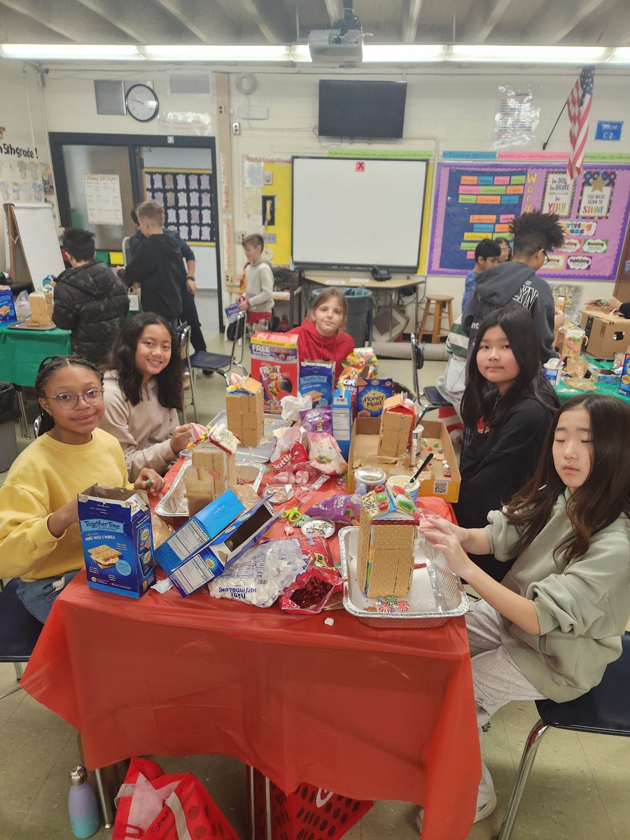 MrsRayside's tweet photo. What a fun day in fifth grade! The gingerbread house making tradition continues! https://t.co/tsrg7t7TAh