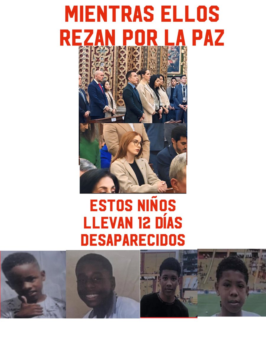 MoniPalaciosZ's tweet photo. Presidente Daniel Noboa usted también tiene hijos, no les de la espalda a los padres de los 4 niños desaparecidos en #LasMalvinas, está en sus manos encontrarlos inmediatamente. ¡ACTÚE!
Ministra @ATancaM ya basta de su quemeimportismo, ya sabemos que no le importa defender los derechos de las  mujeres pero haga algo por los derechos de estos niños. 
¿Estamos viviendo otro Caso Restrepo?
#DevuelvanALosNiños