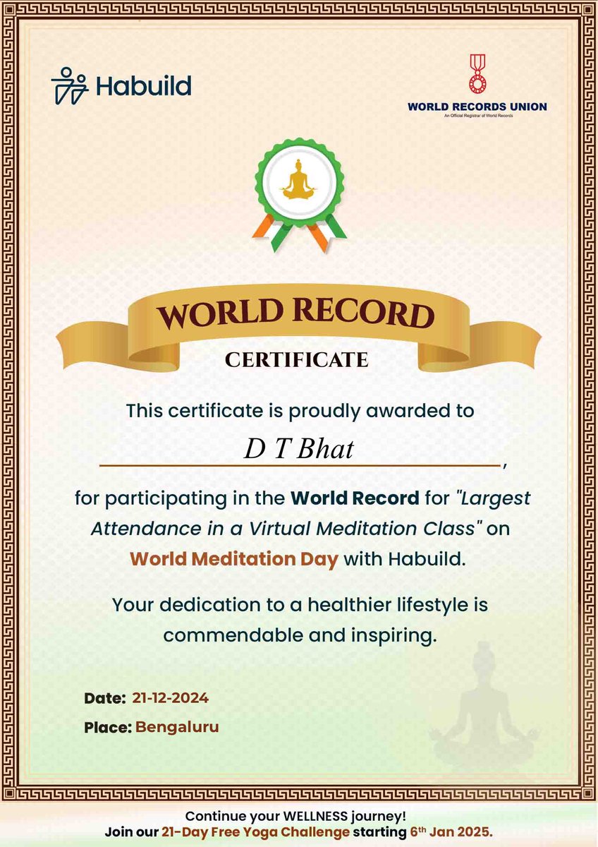 dtbhat's tweet image. I am inviting you to join

🇮🇳#HarGharYOGA🇮🇳

*FREE YOGA |  21 Day Challenge Online 🧘*
🗓 starts *6th January(Monday)*

*_🔥 Burn Fat | 😇 De-Stress | 🏃 Get Flexible_*

with *SAURABH BOTHRA 🧘*
Govt Certified Yoga Trainer
_IIT Graduate | 12+ Years Exp_

*CLICK below👇🏻*