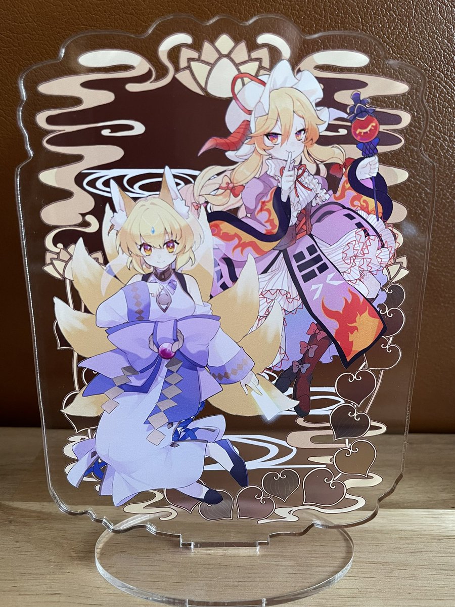 八雲藍 ,八雲紫 「藍しゃまと紫のアクスタです!!結構背景凝ったり、透かし細かく入れてみたり手間をか」|HALLジオン＠次は夏コミのイラスト