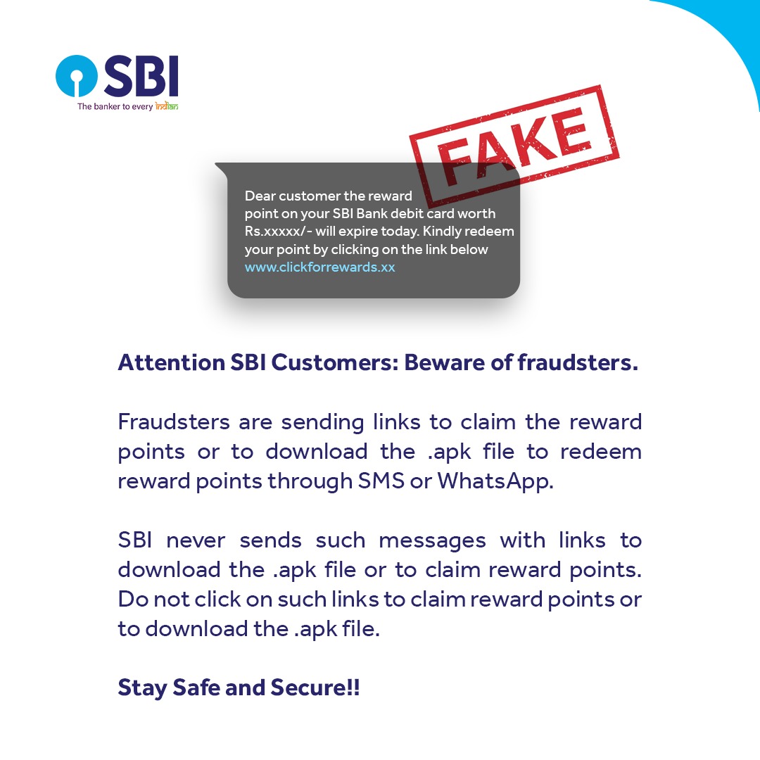 Karthivijay3_3's tweet photo. Attention SBI Customers: Beware Of Fraudsters.
#StaySafeAndSecure #SBI #StateBankofIndia @TheOfficialSBI #banksaresafe https://t.co/Ila0Mjw3On