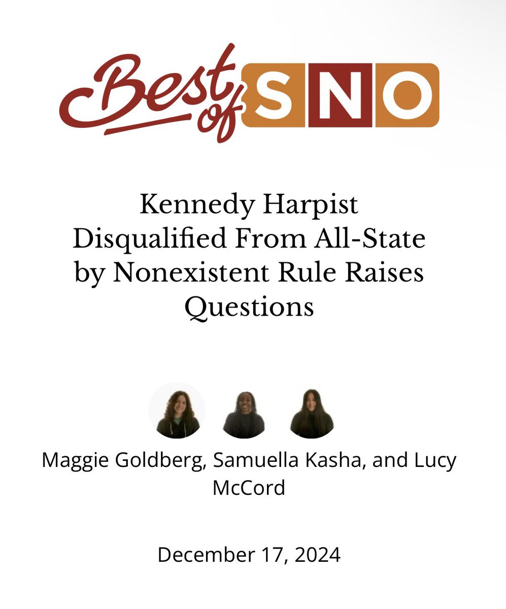 Is someone keeping a tally? Because that’s SEVEN Best of Sno awards from THIS SEMESTER!

See all of these AND MORE on our website at kennedytorch.org OR via the link in our bio!