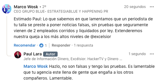 paul_larag's tweet photo. Que lamentable que el CEO de @estrategiablue quiera intimidarme diciendo que miento en temas de nom pagos a compañeros en su agencia y que me "acusará" con mi medio, jajajajaja. El que diga que miento cuando tengo las pruebas. Hay compañeros afectados. RP basura. https://t.co/CjZTUkebc8