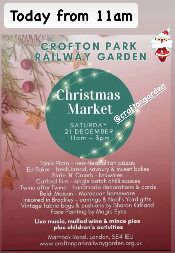 Still time to get some last minute gifts while supporting local traders today at Crofton Park Railway Garden from 11am with good music and yummy food.
#CroftonPark #SE4 #SupportLocal
