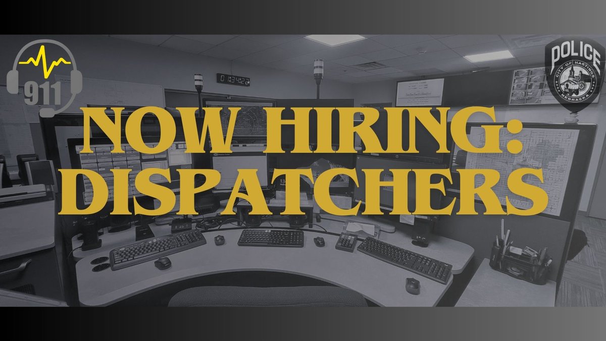 ⭐️Job Opportunity: Join the Hastings Police Department as a 911 Dispatcher! ⭐️
⚪️Full time - 80 hours -bi-weekly
⚪️$23.71 - $32.03 per hour

Application deadline: 5:00 p.m. Jan 2, 2025

Applications and additional information: 
cityofhastings.org/departments/hu…