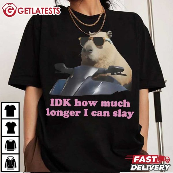 GLatests43259's tweet image. 🐾 Check out the latest Capybara IDK How Much Longer I Can Slay Meme T-Shirt! 
🌟 Stand out with this unique design and show off your love for these adorable creatures. Limited edition - get yours now! 
#Capybara #MemeTee #Getlatests #USA #Tshirt #Printondemand