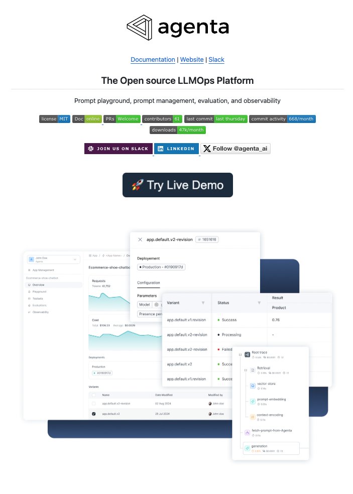 Saboo_Shubham_'s tweet photo. LLMOps platform for building production LLM apps and AI Agents.

Prompt playground, prompt management, evaluation, and observability all in one place.

100% Opensource. https://t.co/Iem5M4ZRGs