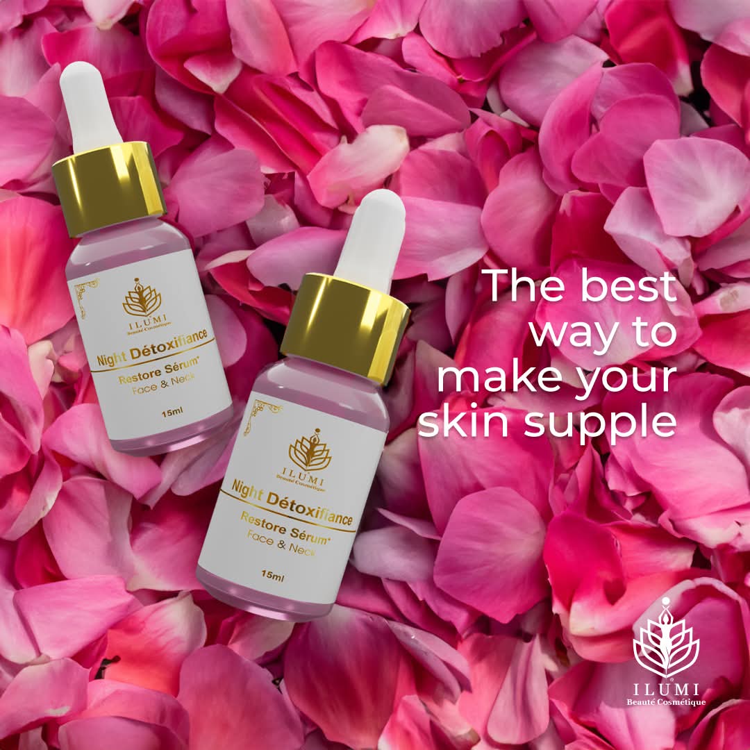 ILUMIofficial's tweet image. Revel in radiant skin! Our Night Détoxifiance Restore Serum is the secret to soft, supple skin. Infused with care, it’s your nightly skincare indulgence. #SuppleSkin #IlumiBeaute