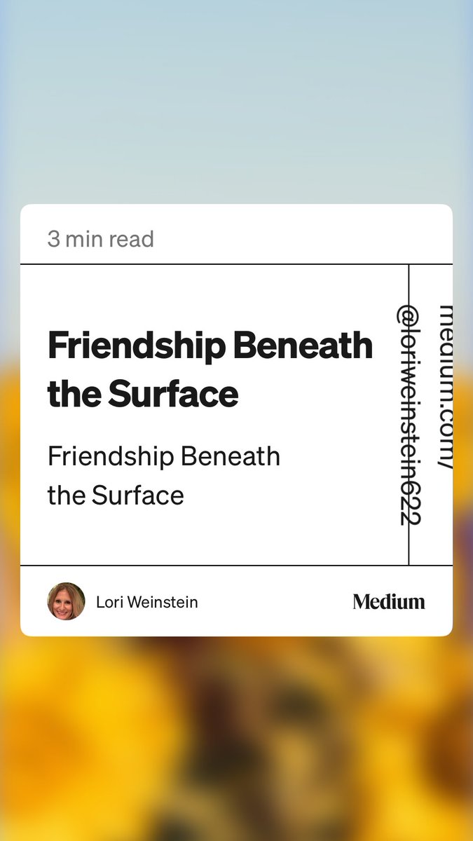 LoriPerusich's tweet photo. “Friendship Beneath the Surface” by Lori Weinstein
#friendship #authentic #medium https://t.co/b9dX6YH4jV https://t.co/EPaaAL4QUM