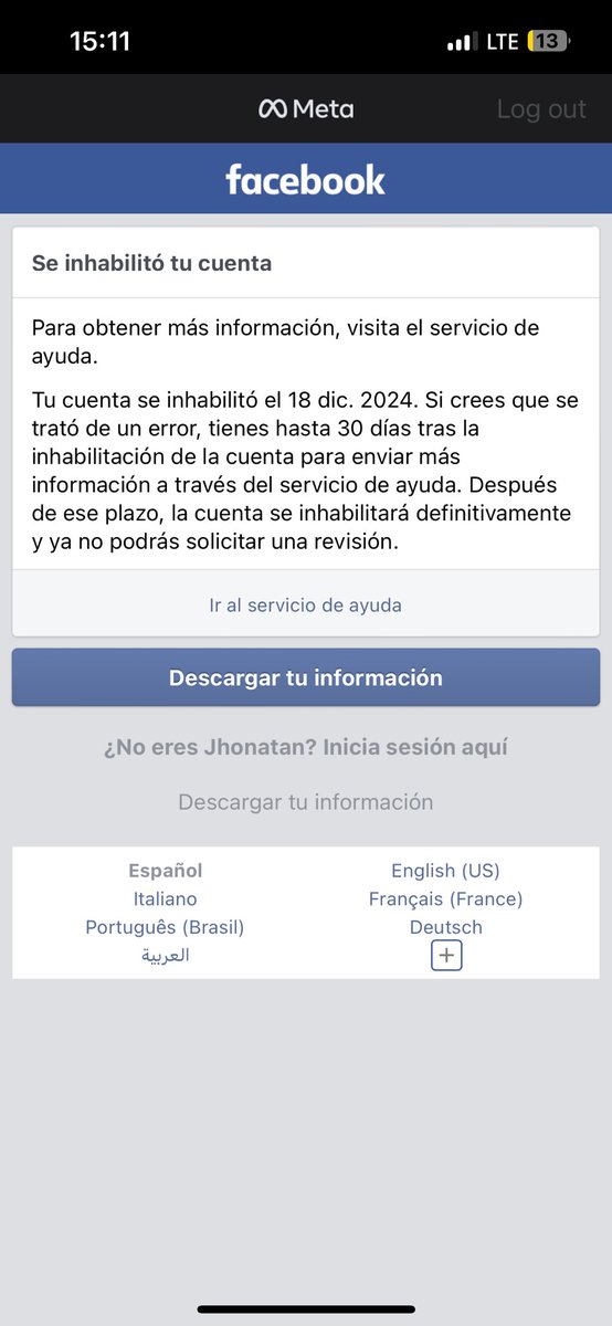 Tio_Jhonatan's tweet photo. @Meta We need answers, I lost my 12 years old accounts, this is  unnaceptable . Solve this problem @Meta @WhatsApp @facebook https://t.co/TNSSvELkuV