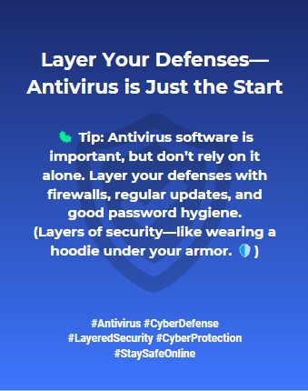 Abhinav_io's tweet image. Day 21

#AntiVirus
#CyberDefence
#LayeredSecurity