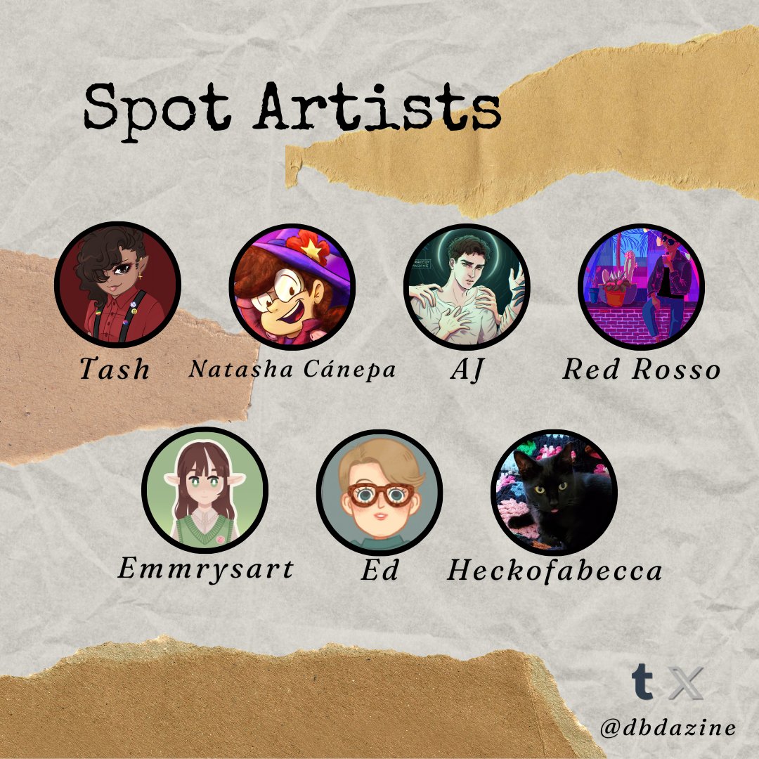 🔍Spot Artists - <a href="/slinkyishawt/">Tash @ duck granny</a> @/tashanimation @/tragedy-machine @/red_rosso <a href="/Emmrysart/">Emmrysart 🌷</a> <a href="/_edlington/">edlington 🧢 #SaveDeadBoyDetectives 🍉🏳️‍🌈🏳️‍⚧️</a> <a href="/heckofabecca/">Becca | commissions open 🎨</a>