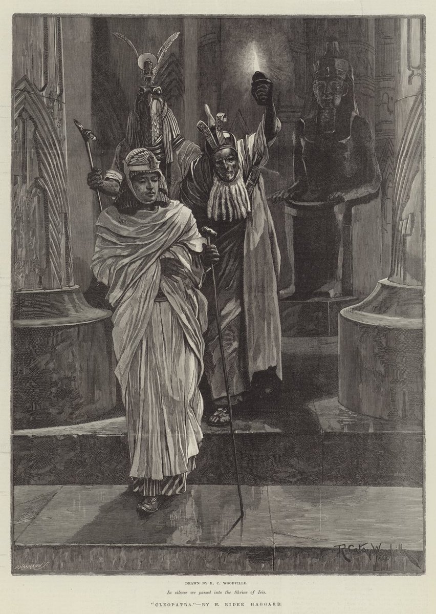 egyptomuseum's tweet photo. "In silence we passed into the Shrine of Isis"

Cleopatra, by H. Rider Haggard 
Artwork by Richard Caton Woodville Jr, 1889 https://t.co/0XCZI7yvZz