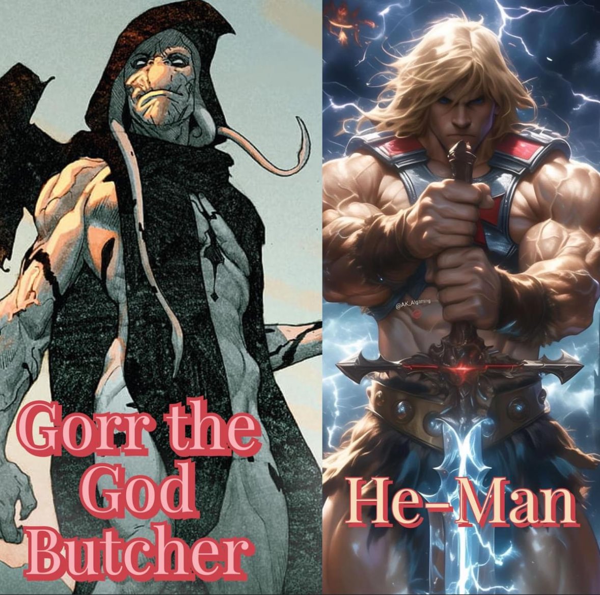 WhoWouldWin13's tweet photo. #Gorr🔪 VS #HeMan🗡️
(Marvel VS Masters of the Universe)
Who wins, and why⁉️
#whowouldwin #deathbattle #SHPOLL24 https://t.co/xhaMfKjLM9