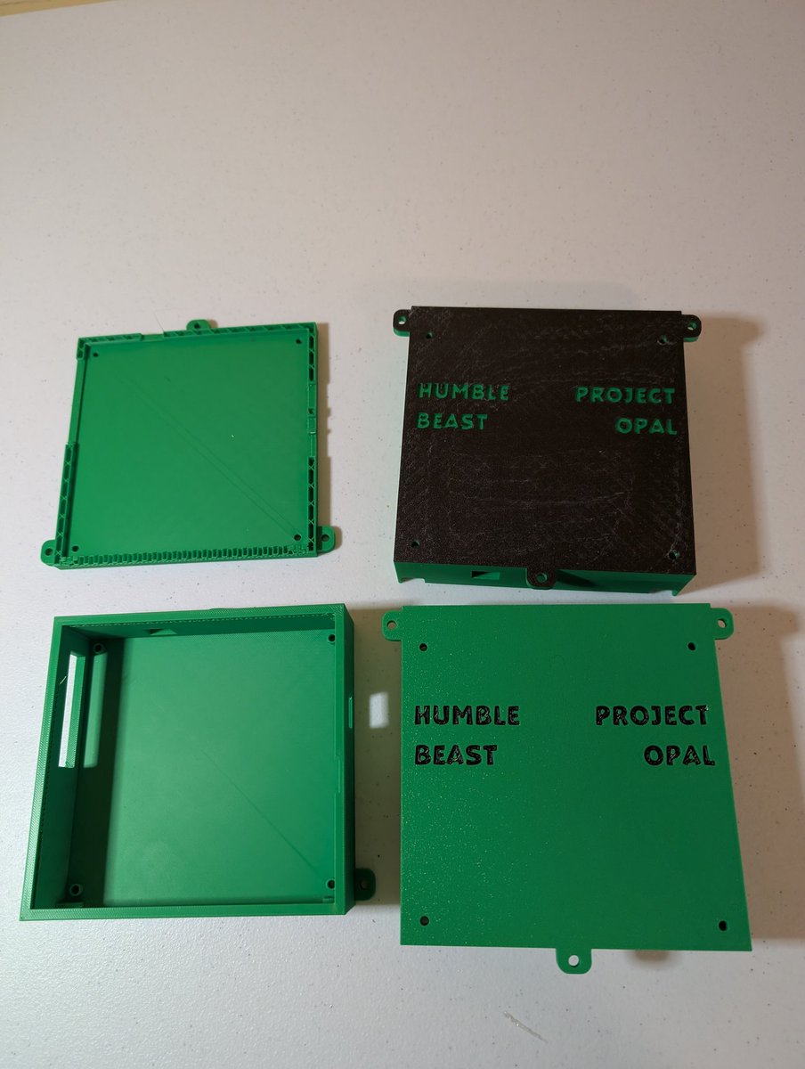 HumbleBeastKerr's tweet image. Did some more #prototype-ing. I think the green with black letters looks better. Another step closer. I&apos;ll get back to the programming side when that adapter comes in. #ProjectOpal #CnC