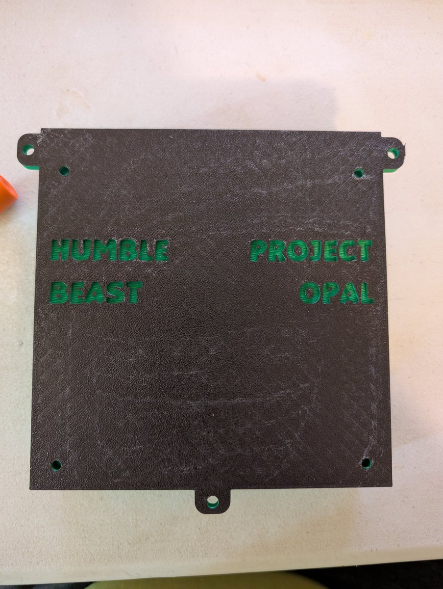 HumbleBeastKerr's tweet image. Did some more #prototype-ing. I think the green with black letters looks better. Another step closer. I&apos;ll get back to the programming side when that adapter comes in. #ProjectOpal #CnC
