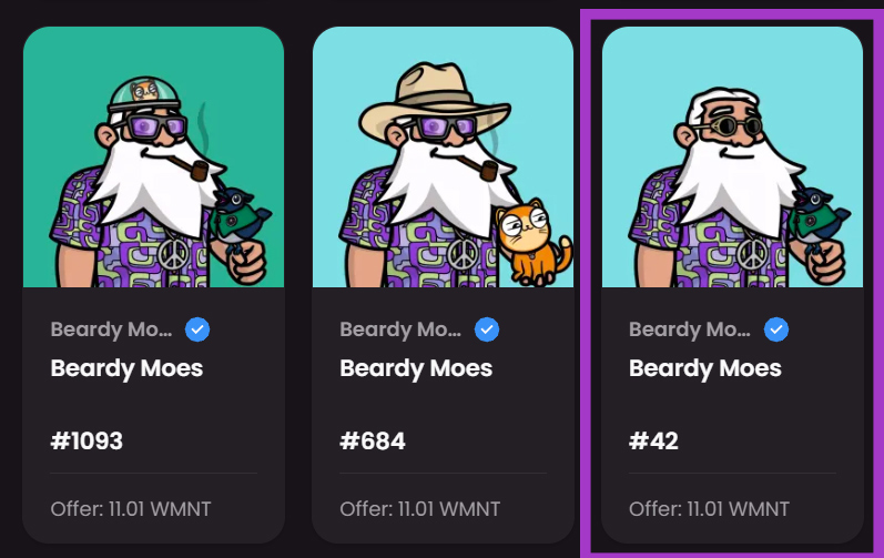 HannaAlisonKai's tweet photo. Honored to be a member of @MerchantMoe_xyz True Beardymen Club. Currently only 113 people own 5+ Beardy Moes.
I believe in Mojo's secret powers, so I couldn't resist adding one more Beardy Moe to the collection!
Less than ~4% of the collection listed, choose wisely!
#GetBeardy https://t.co/MYOFkL4HXh