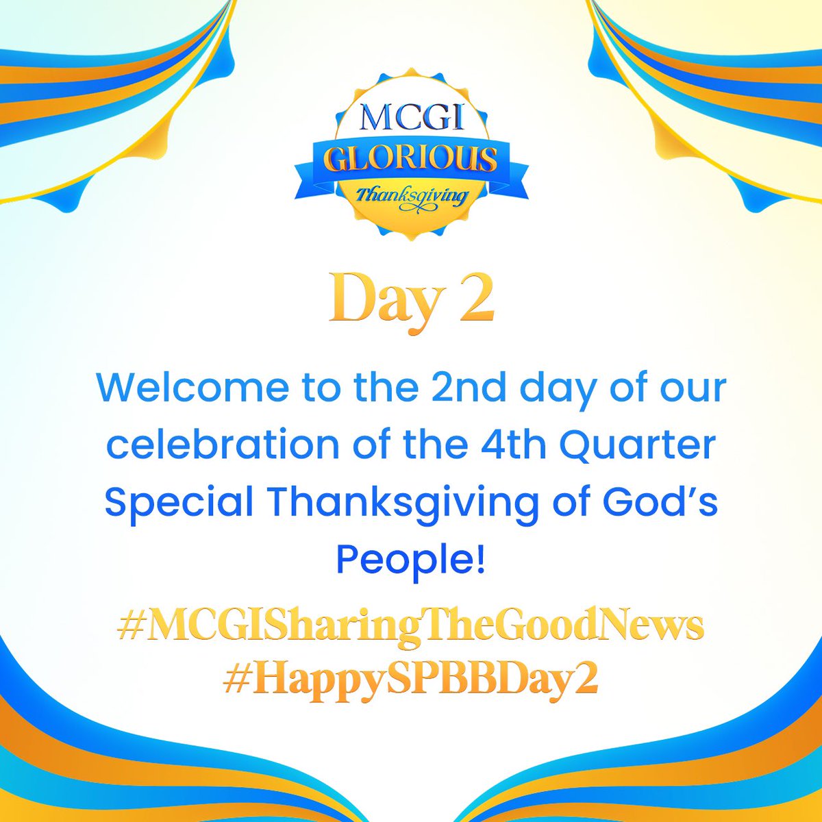 Welcome to our second day!

It is a beautiful day to praise God and learn His remarkable wisdom.

Thanks be to God for this opportunity. 

#MCGISharingTheGoodNews
#MCGISPBBDay2