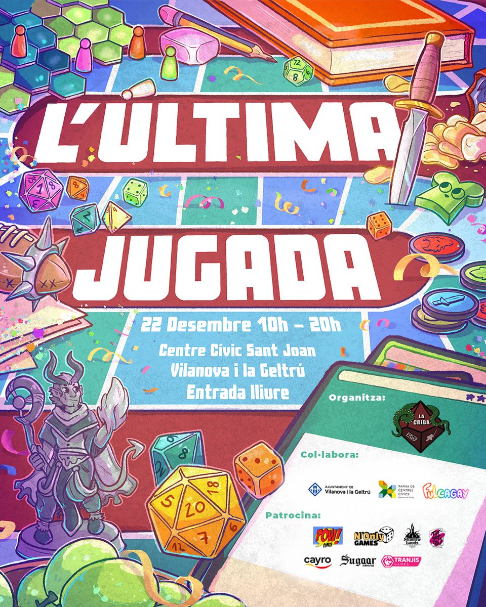 Llistat de partides de rol, jocs de miniatures i jocs de taula:
lacrida.org/lultima-jugada…

#rol #lultimajugada #lultimajugada2024 #warhammer40k #magolaascension #jugaralacrida #dnd5e