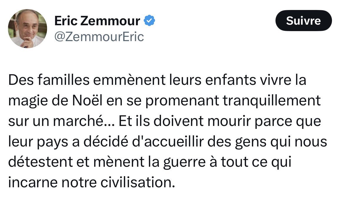 mbompard's tweet image. Les dirigeants d’extrême-droite se sont jetés comme des vautours sur l’attaque de Magdebourg pour déverser leur haine anti-musulmans.

On apprend que l’auteur présumé de l’attaque est un partisan de leurs idées, soutien du parti AFD.

N’oubliez jamais que l’extrême-droite tue.