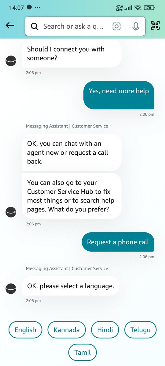 Dramblick's tweet photo. @GaneshaSpeaks_ @mnsadhikrut @amazonIN Customer care सोबत बोलायला पण मराठी भाषा उपलब्ध नाही आहे . बाकी सर्व भाषा आहेत पण मराठी  भाषा नाहिये, मराठी लोकांना रोजगार का नाही देत @amazonIN @mnsadhikrut https://t.co/i44gGZg40E