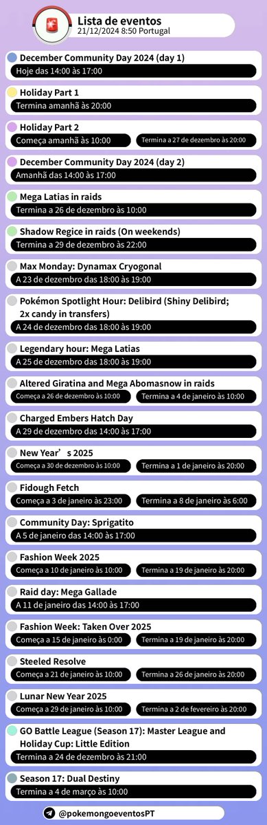 PoGOEventosPT's tweet photo. 🌠 Lista de eventos
21/12/2024 8:50 Portugal

Telegram: https://t.co/6tXL8gPEpJ

#PokemonGO #Evento https://t.co/m4TxKBXxnj