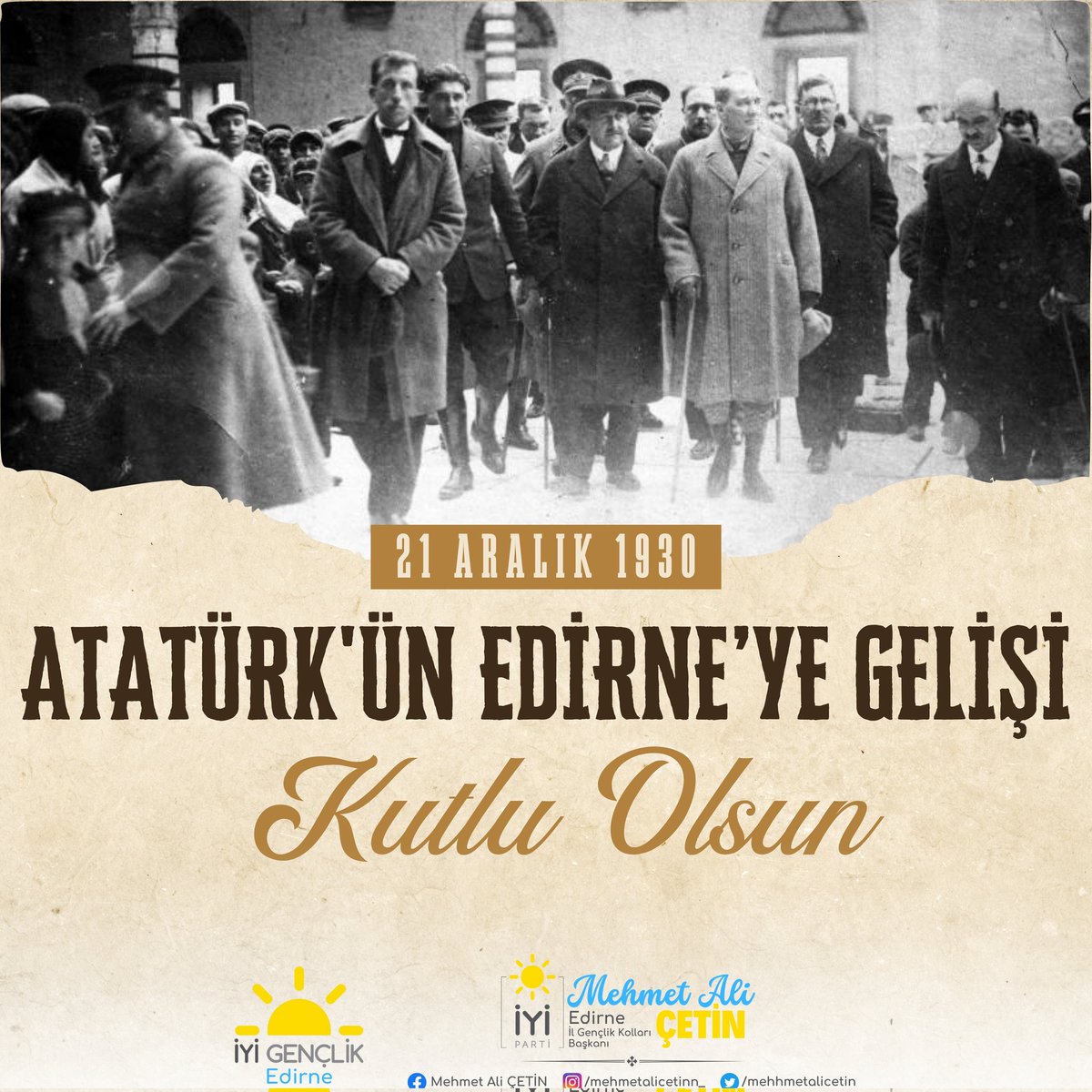 iyigenclik22's tweet photo. Atatürk'ün Edirne'ye Gelişi Kutlu Olsun https://t.co/zOhe65Vs9J