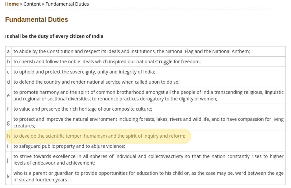 cneuralnetwork's tweet image. people often talk about fundamental rights, but don't talk about the fundamental duties
If you're consciously destroying the scientific temperament and curiosity of people, you fail to be an ideal citizen!