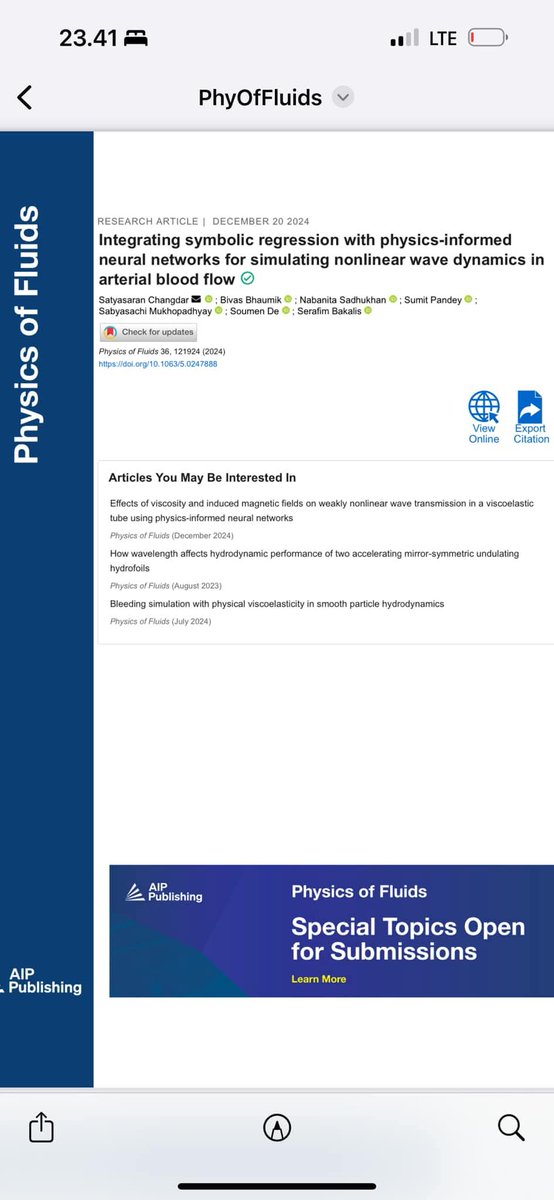 sabyasachi_uni's tweet image. My collaborative research work with international collaboration, #UniversityofCopenhagen, Denmark, has been published in a Q1-ranked SCIE international journal, Physics of Fluids (I.F.: 4.1). Heartiest congratulations to all the coauthors. @UCPH_Research @IITKgp @AIP_Publishing