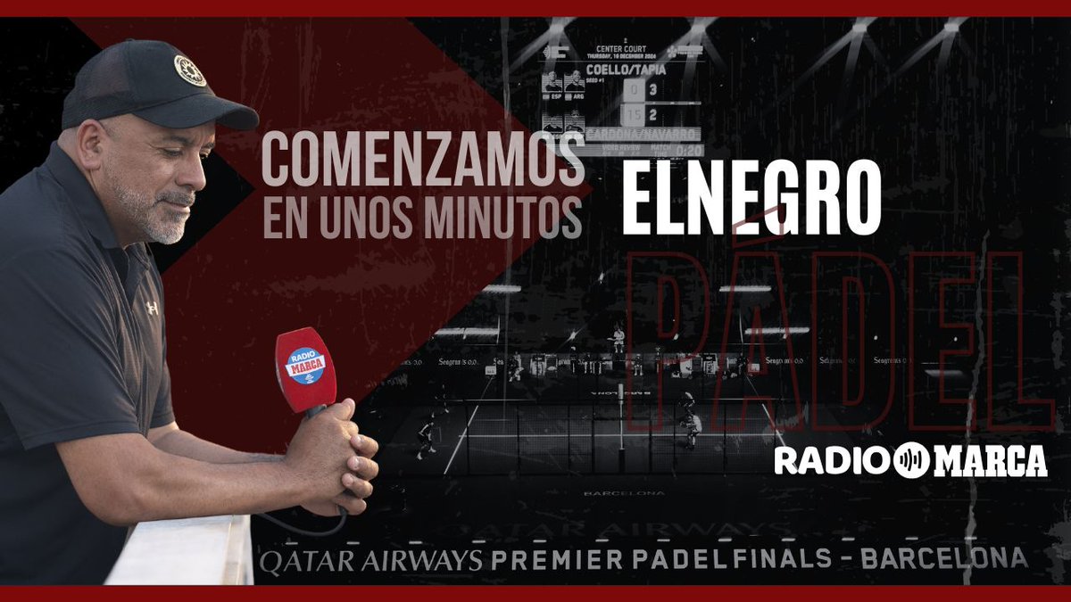 🎾 ¡Arrancamos! En unos minutos comienza Pádel Marca con la FINAL del Premier Padel en Barcelona 🏆

No te pierdas la mejor cobertura del evento del año, aquí en Radio Marca 📻.

¡Síguenos para vivir el mejor pádel en directo! 💥 

#PádelMarca #PremierPadel #pádel