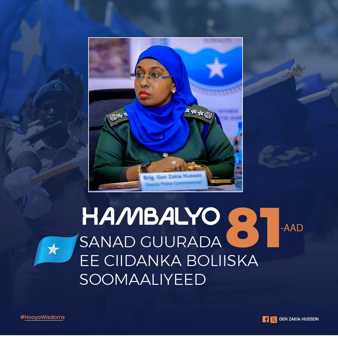 ZakiaHussen's tweet photo. Happy 81st Birthday to the oldest institution in #Somalia. 81 years of service and establishment of law and order, may your name continue to exist and may we all be worthy to carry your badge. Happy birthday Somali Police Force https://t.co/IlnvZaR0JE