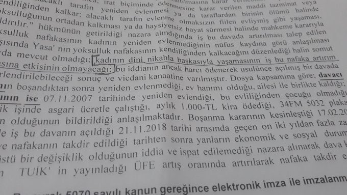 Kadın Mağdur mu Olsun…

Davaya bakan vicdanlı hakim de, kadın mağdur mu olsun anlayışıyla, boşanan kadının DİNİ NİKAHLA başkasıyla yaşamasının #Nafaka almasına engel olmayacağına karar verir.
Hatta! Nafaka Arttırım talebini de kabul eder. 

Tabiki Mahkemeler Toplumun Vicdanıdır