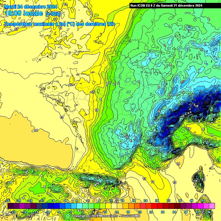 ChemsMeteo's tweet photo. À 3/4j d’échéance, les températures sont loin d’être calées…
Sur GFS, c’est un #Noël plutôt #hivernal.
Sur ICON, c’est un Noël classique à doux.🎄🎅
On a en moyenne 3°C à 5°C de différence, et les autres modèles ne nous aident pas.
Et la suite ? Pas fiable !
#meteo #froid https://t.co/xLhL7ynzDj