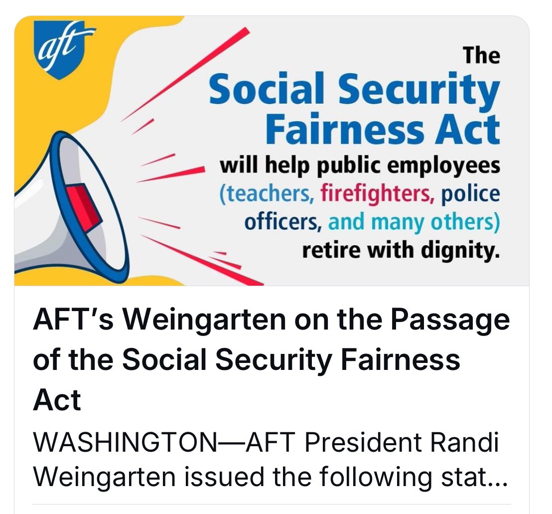goRubenRuben's tweet photo. Oralè Resister
You did it! Your voice helped
Senate Democrats
Passed the “Social Security Fairness Act” restored benefits to 9/11 first responders: teachers, firefighters and retired Federal workers.!
Congratulations Everyone!
#SSFA #Democrats #USDemocracy https://t.co/N8rTlqhR3n