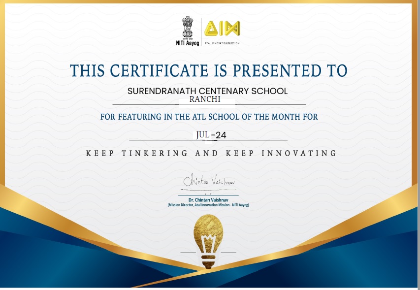 scs_ranchi's tweet photo. School of the Month for JULY, AUGUST and OCT 2024. Only school in Ranchi to get this recognition from @AIMtoInnovate  in these 3 months. @NITIAayog 
#scsranchi #innovation #ProudAchievers https://t.co/D8ChuWv3TI