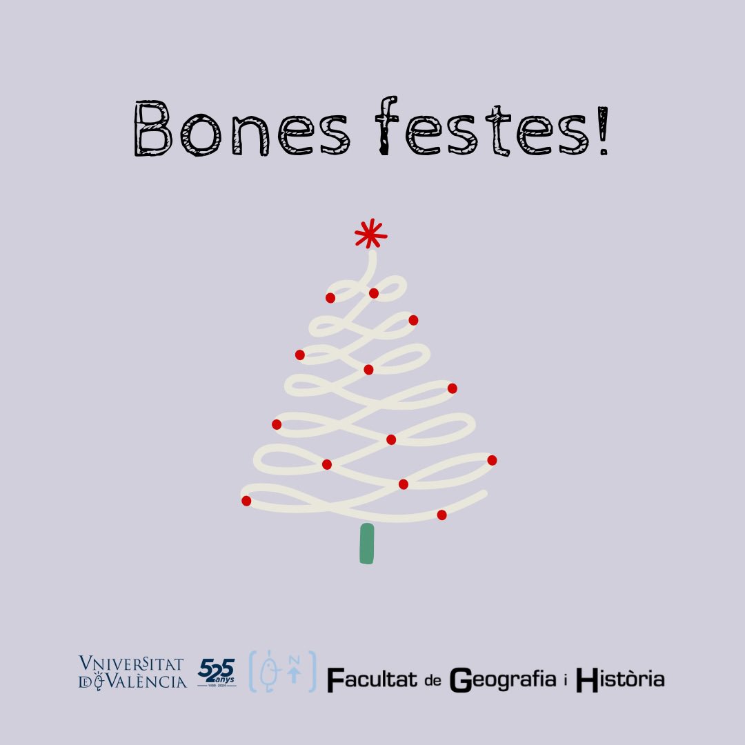 FacGeoiH's tweet photo. Des de la Facultat de Geografia i Història vos desitgem unes bones festes de Nadal i un molt feliç any nou 2025! 🎉🎁🍾
#nadal #vacancesdenadal #vacances #desconnexió #any2024 #any2025 https://t.co/24pA3lPb2a