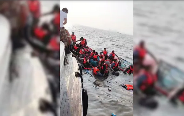 VaVis481747's tweet image. In a moment of panic,parents aboard a sinking tourist ferry off #Mumbai considered throwing their children into the sea as a desperate measure. However,a team of #MarineCommandos from the #Indian Industrial Security Force intervened and assured them that everyone would be rescued